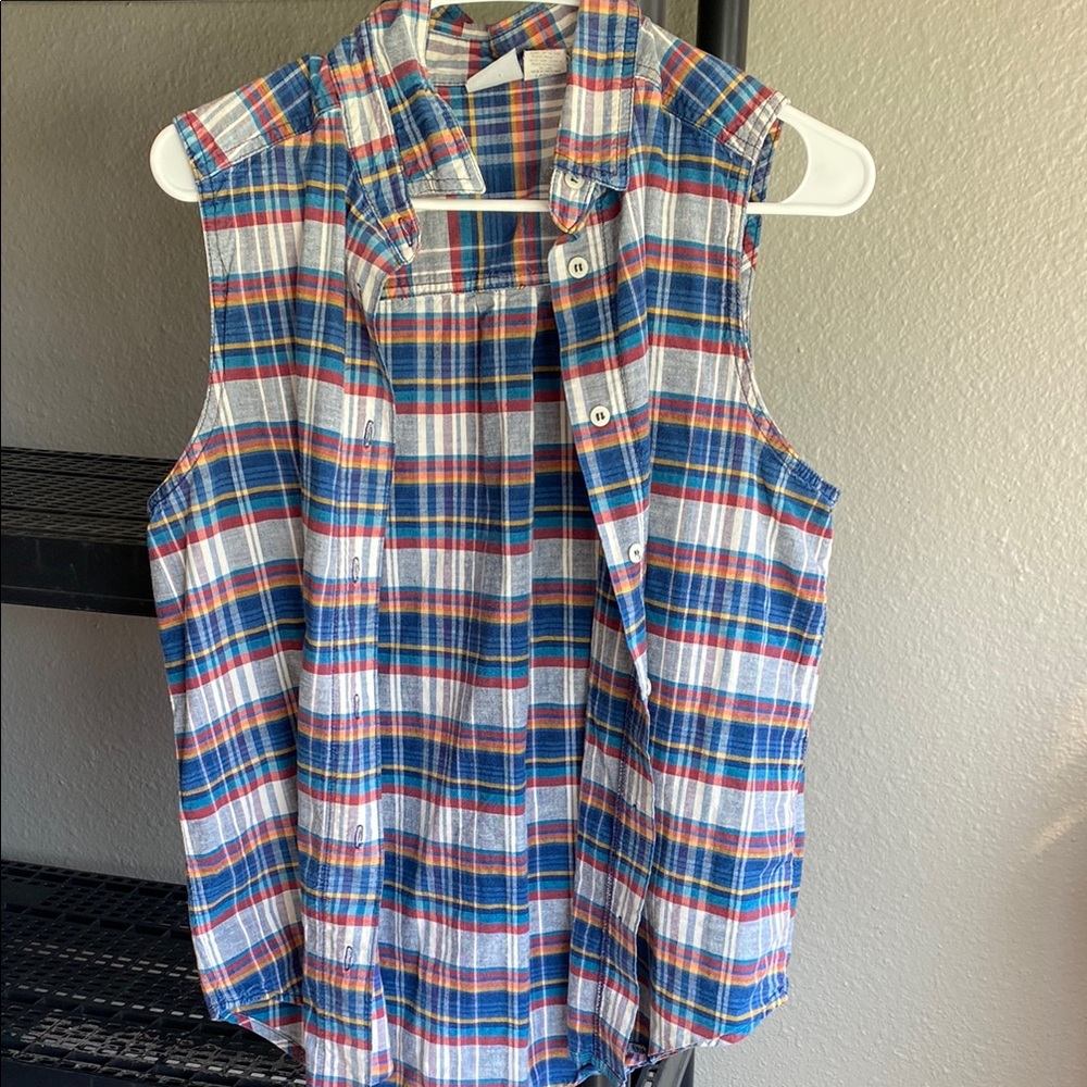 Vibrant Plaid Sleeveless Shirt